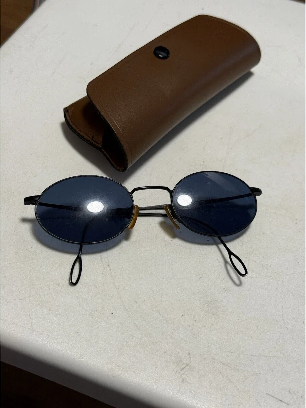 Polo Ralph Lauren Vintage Sunglasses Black Metal  Blue Lens
